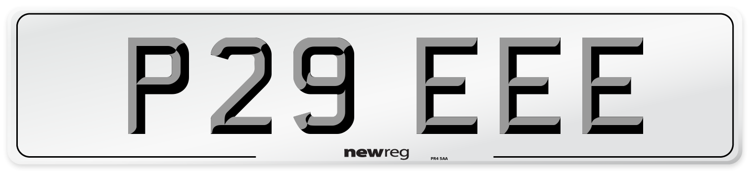 P29 EEE Number Plate from New Reg